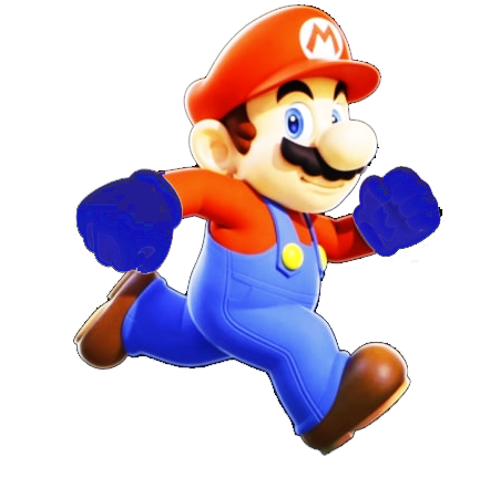 supper mario (blue gloved) running from the lies